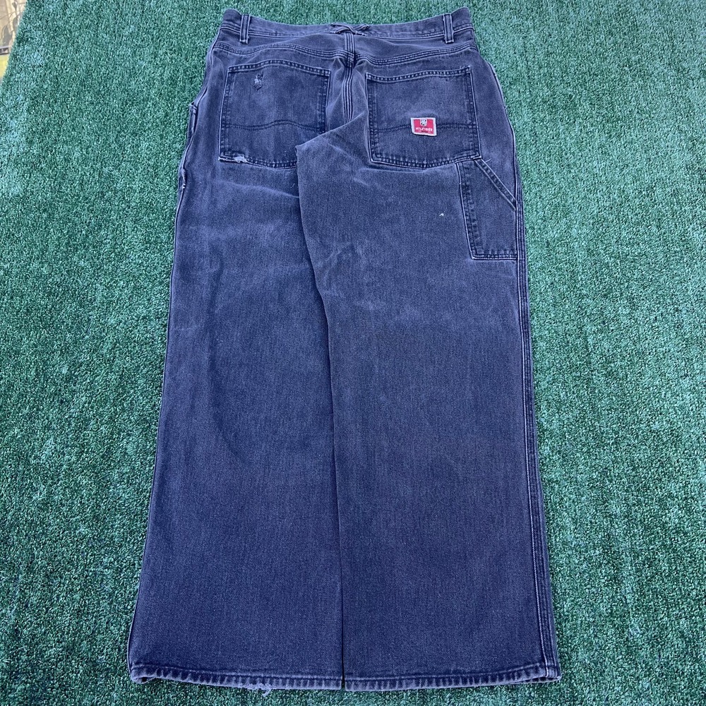 VTG‎ Tommy Hilfiger Jeans Mens 35x30" Faded Black Carpenter Distressed Baggy Y2K